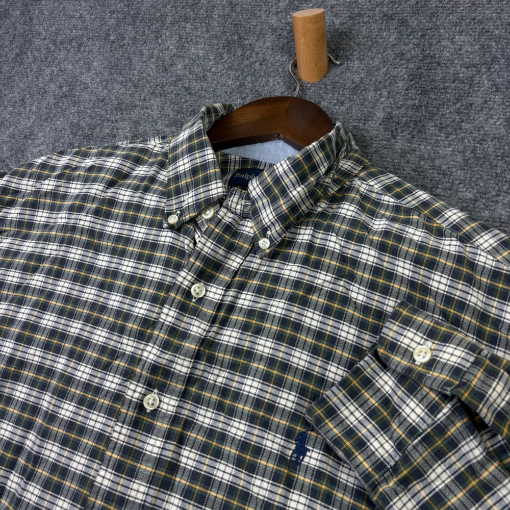Polo Ralph Lauren Shirt Mens XL Green Plaid Classic Fit Long Sleeve Cotton 0181